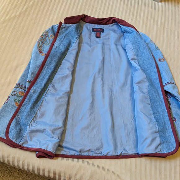 Vintage Denim & Co Embroidered Paisley Jean Jacket Medium - Picture 7 of 10